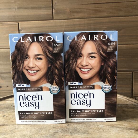 2 Pack Clairol Nice'n Easy 6.5PB Lightest Latte Brown Permanent Hair Color - Picture 1 of 6